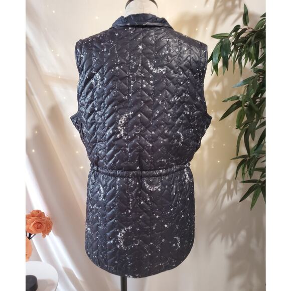 Chicos Zenergy Womens Reversible Quilted Celestial Vest Size 2 L 12/14 Navy Blue - Picture 3 of 13